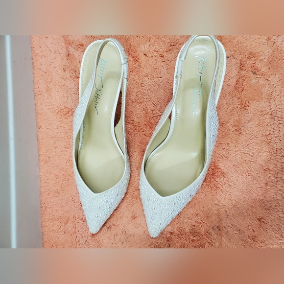 Betsey Johnson Slingback Pearl Rhinestone Heels - Picture 2 of 8